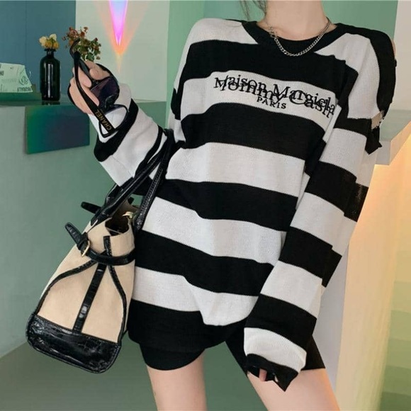 maison margiela tommy cash sweater striped oversized wool